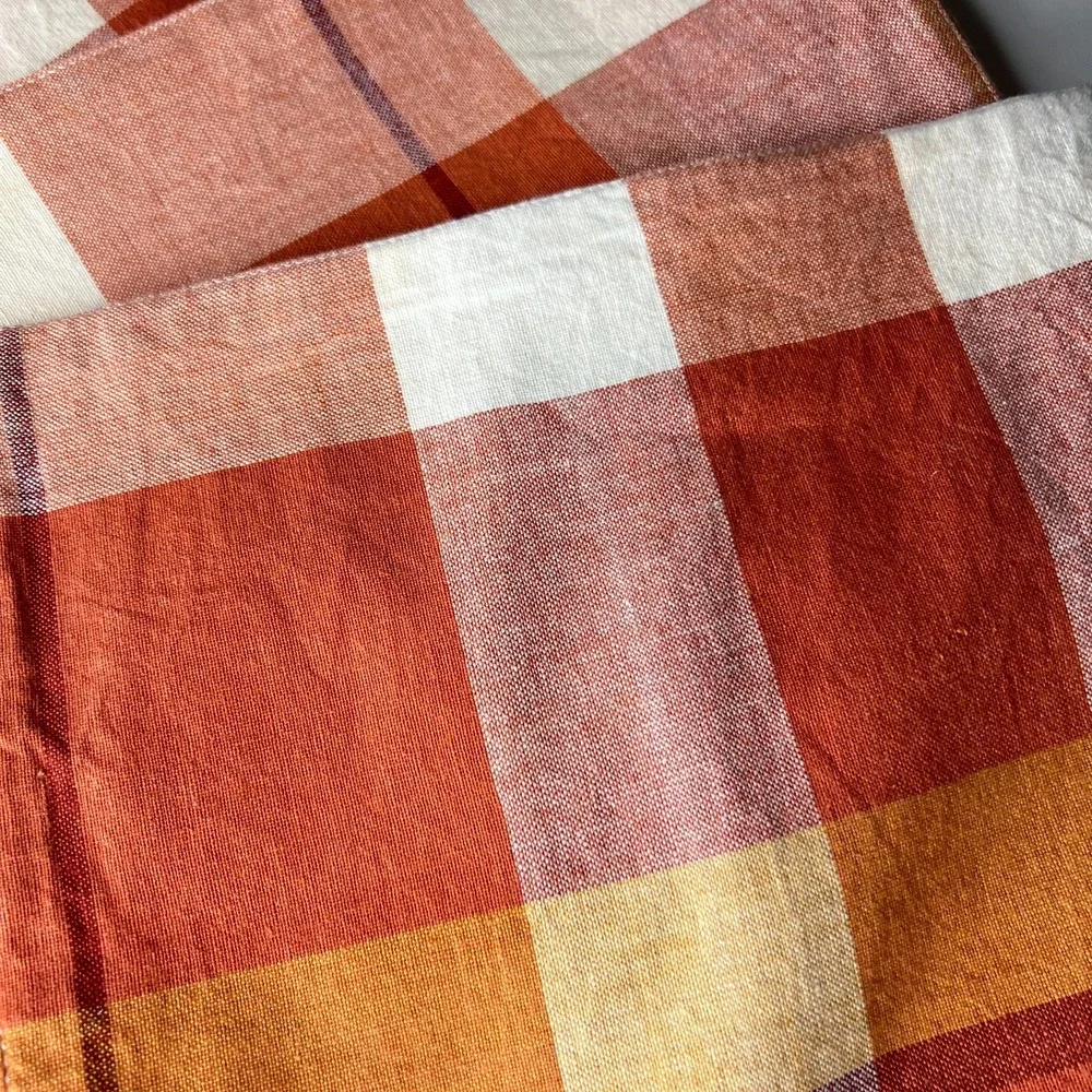 Rustic Plaid Woven Table Placemats Orange Cream Country 12